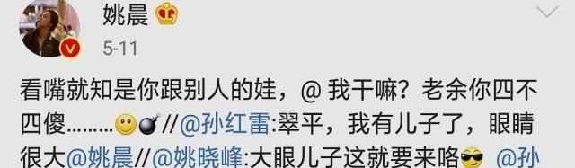 孙红雷向姚晨发照片说是和她一起生的儿子，姚晨嗔怒道太丑掐死他