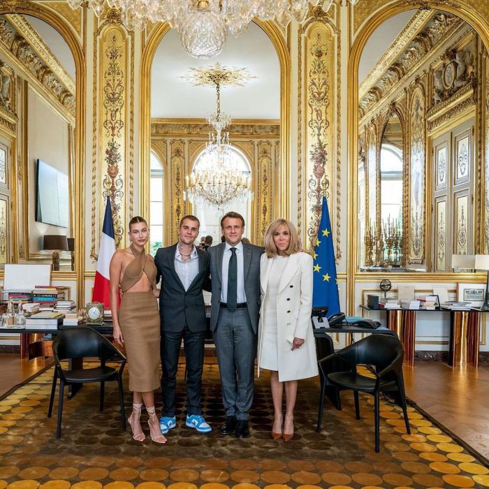 法国总统马克龙约见贾斯汀·比伯夫妇